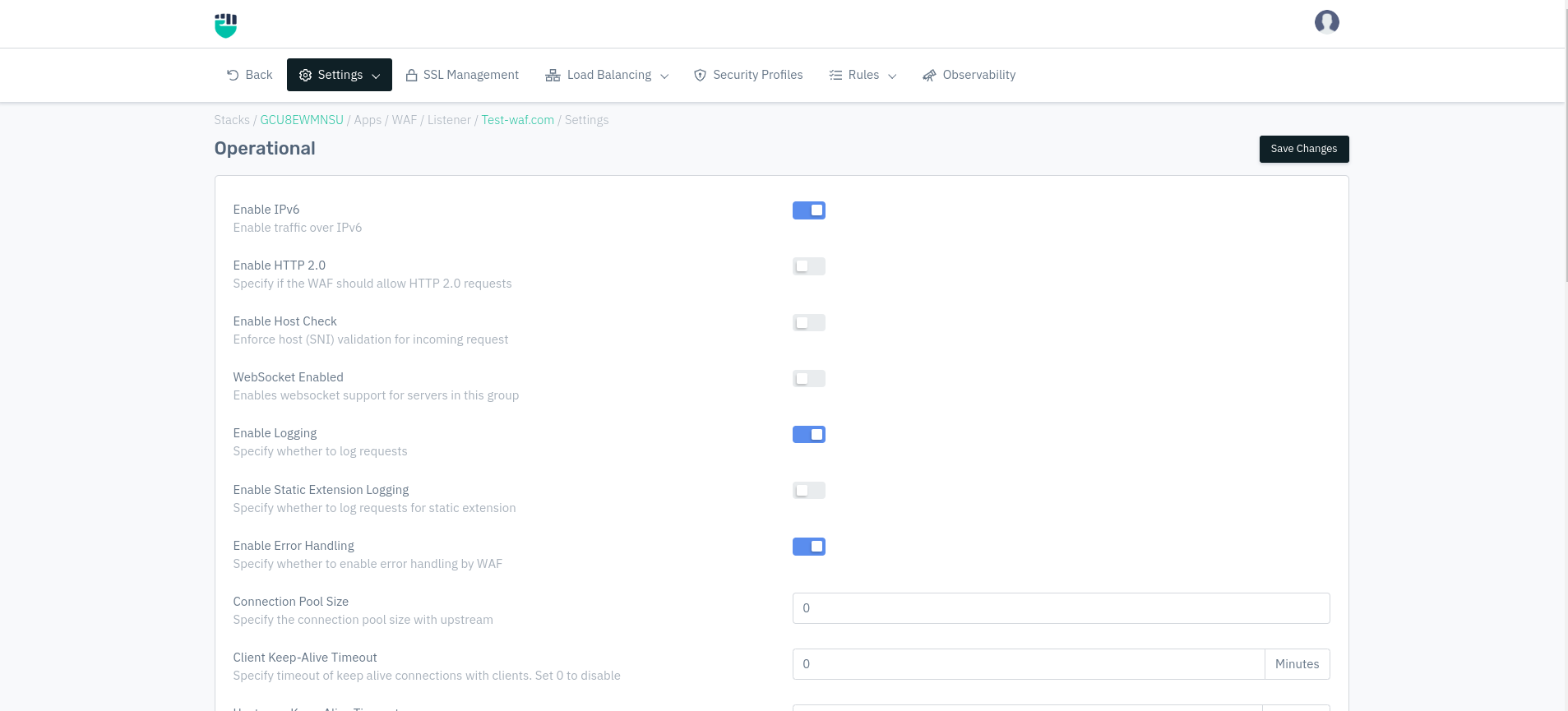 Listener Operational Settings