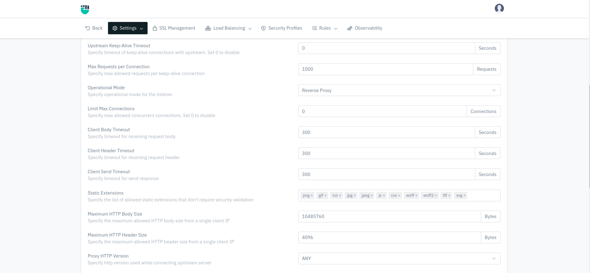 Listener Operational Settings
