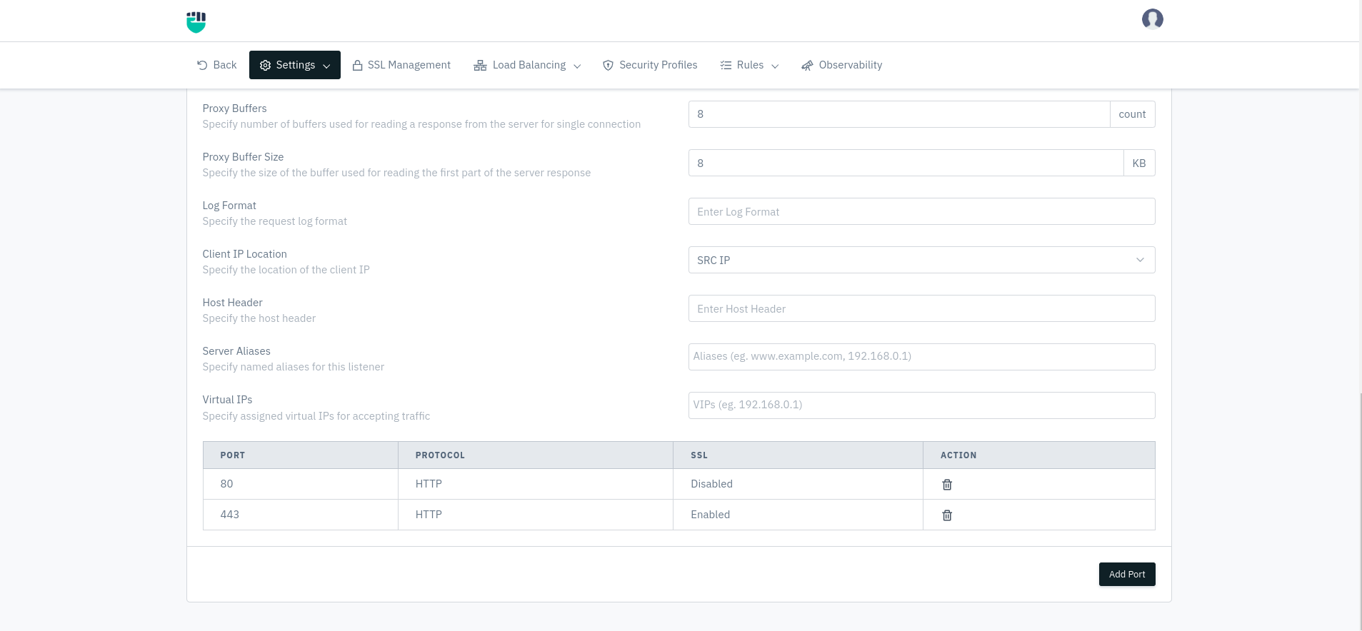 Listener Operational Settings
