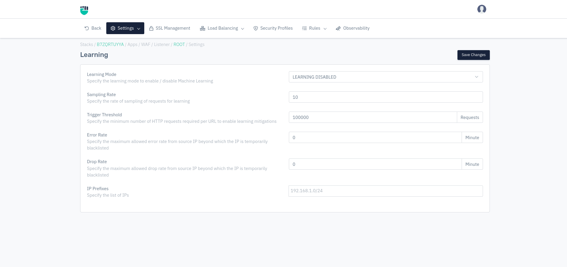 Listener Operational Settings