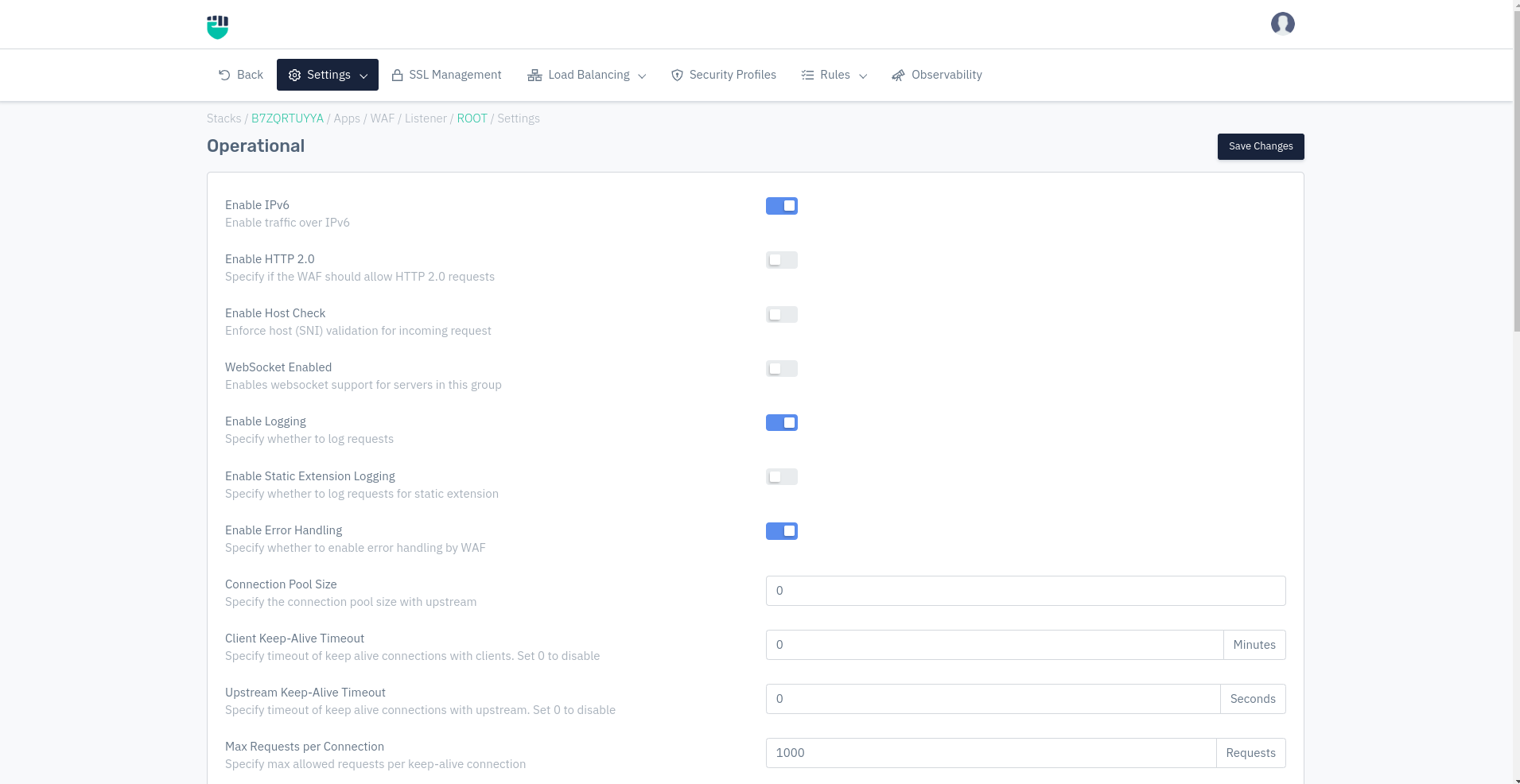 Listener Operational Settings