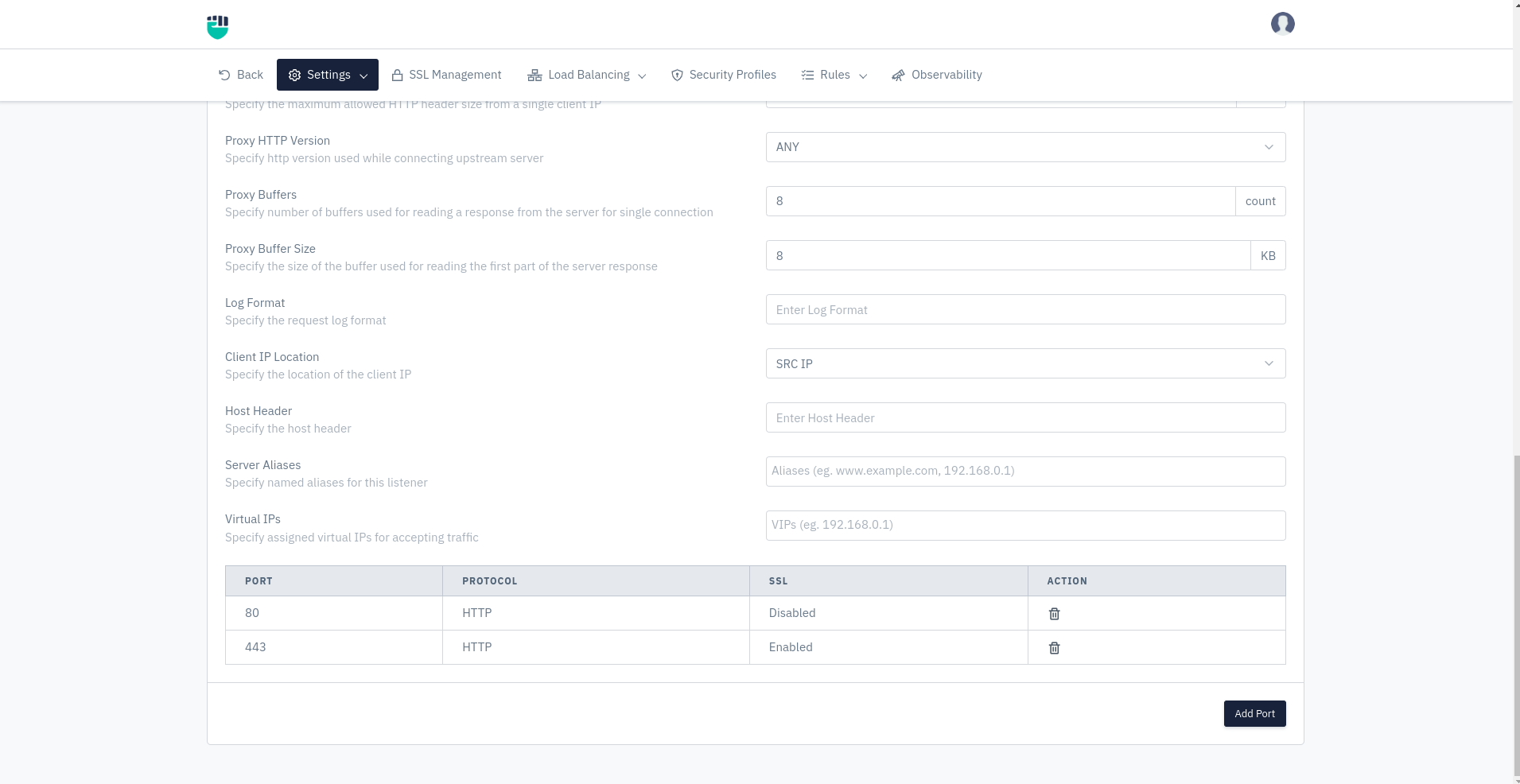 Listener Operational Settings