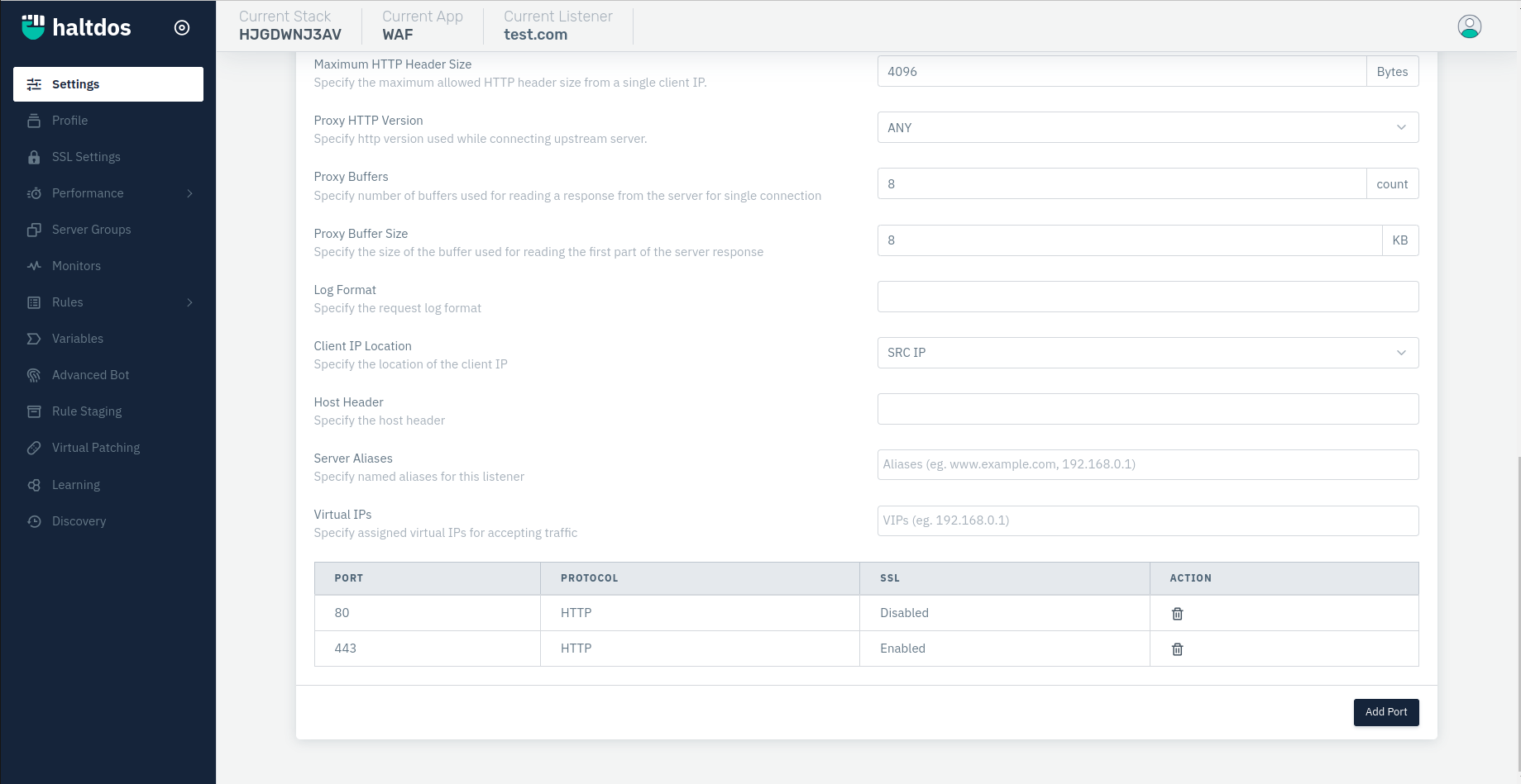 Listener Operational Settings