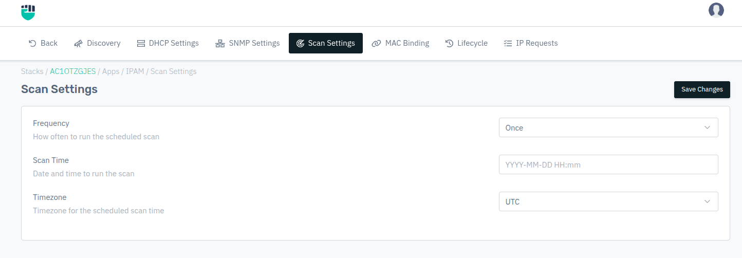 SCAN Settings