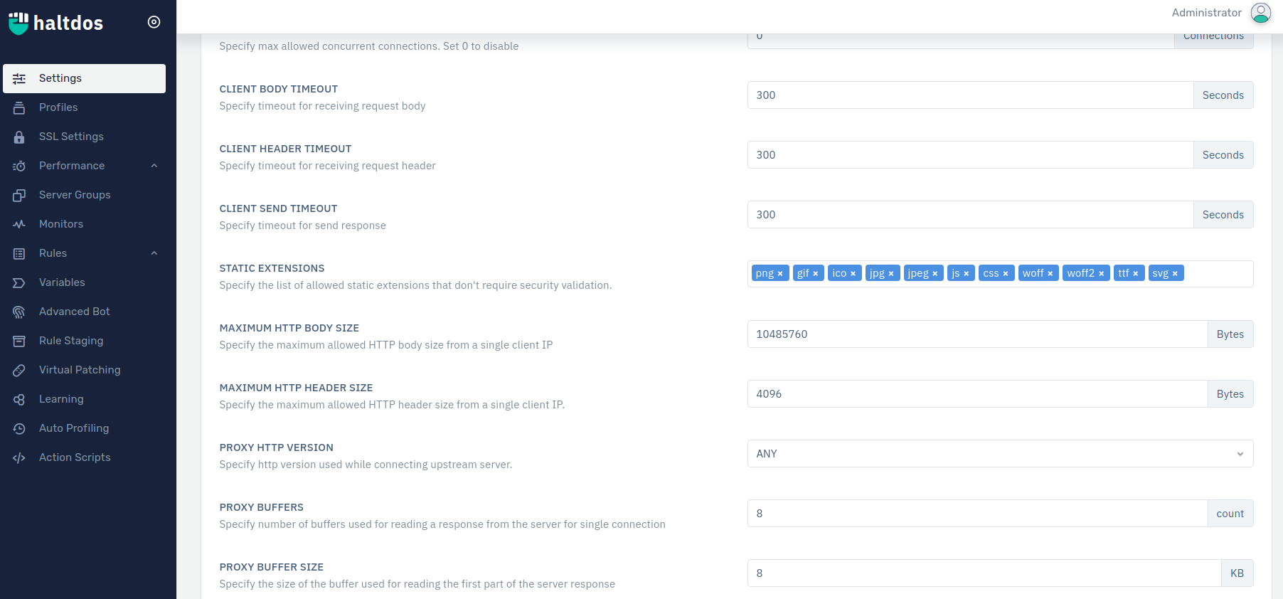Listener Operational Settings