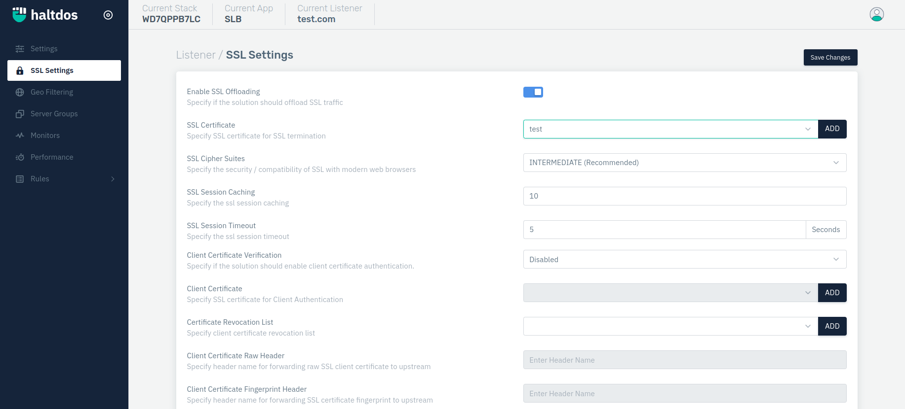 SSL Settings
