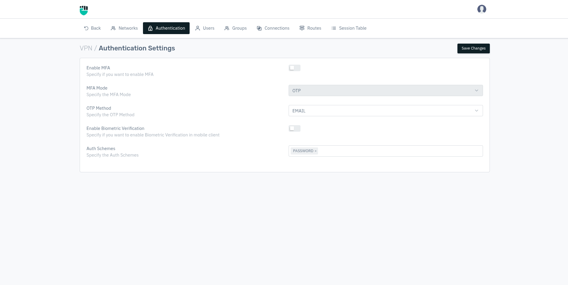 Authentication Settings